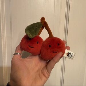 Jellycat Smiling Cherry Plush Toy with Leaf